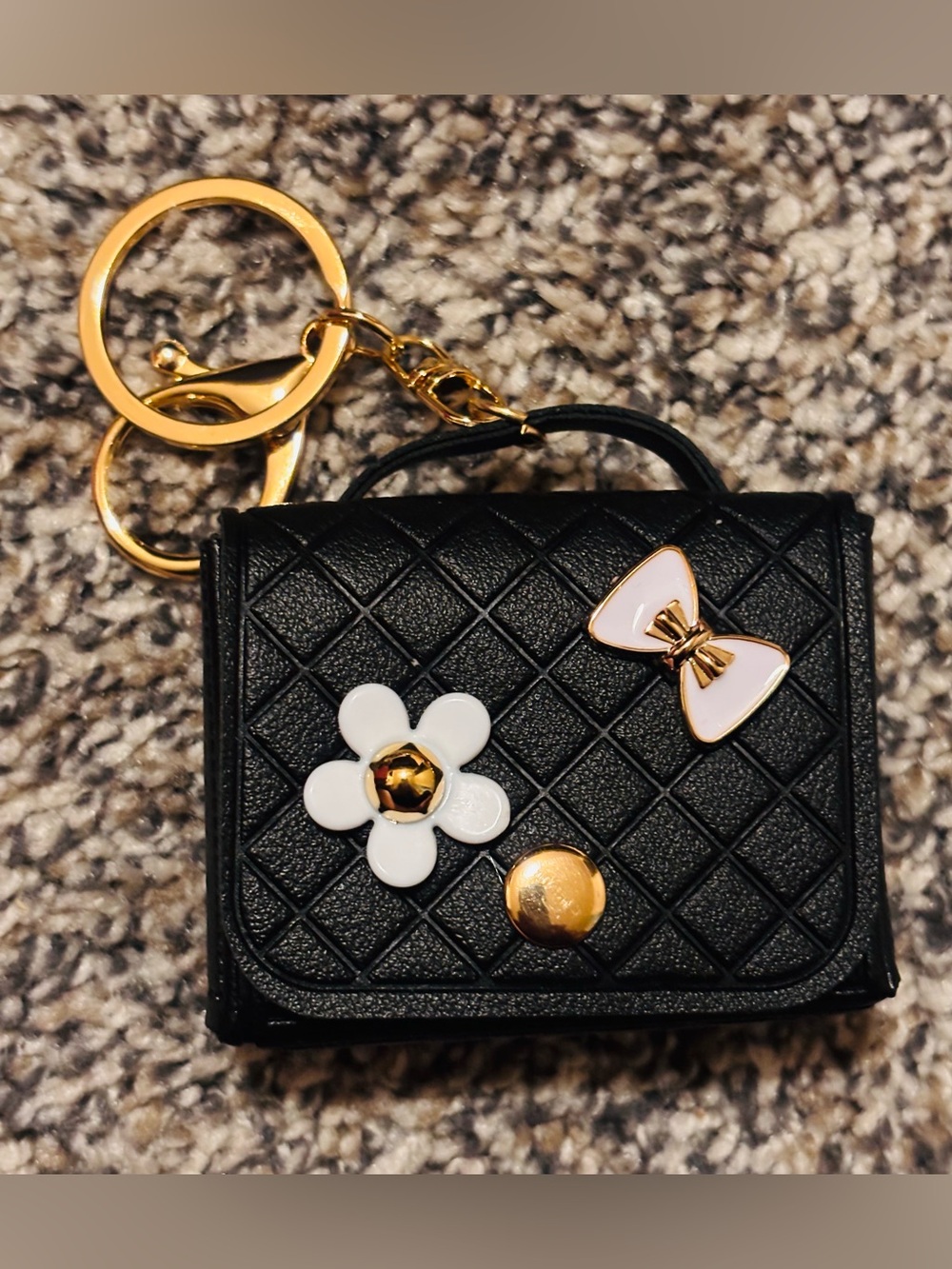 Mini Black Purse Keychain Coin Pouch Wallet Charm Cute Bag Accessory